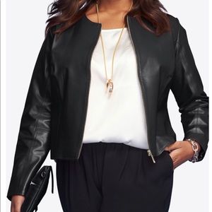 Jessica London Collarless Leather Jacket